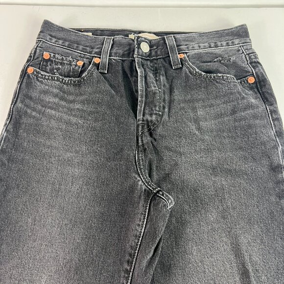 Levi's Jeans Women's 27x27* Big E Wedgie Straight Black Distressed Denim Tag 26 - Picture 2 of 16